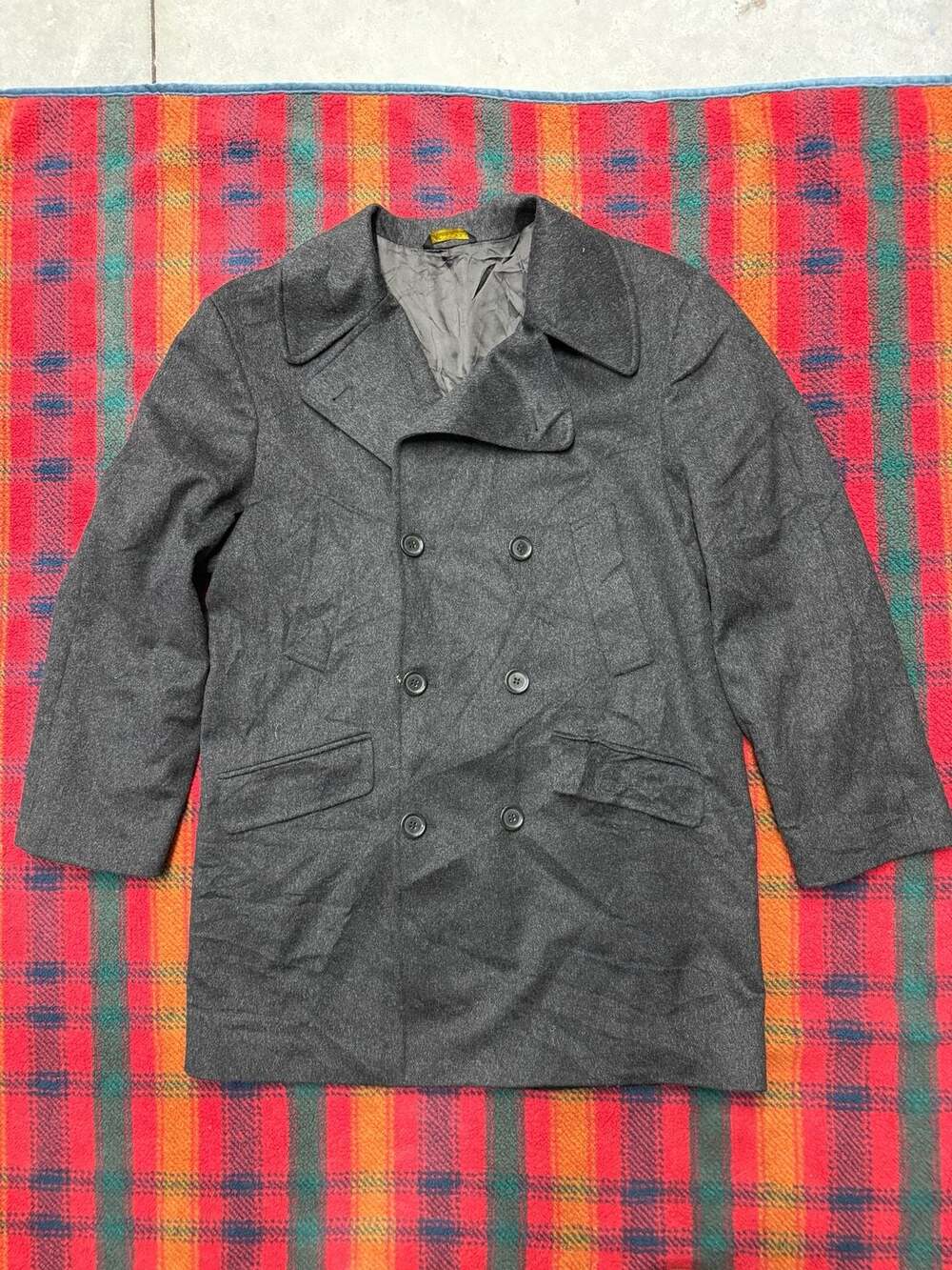 Giorgio Valentino Mens Grey Double Breasted Pea Coat Size 48